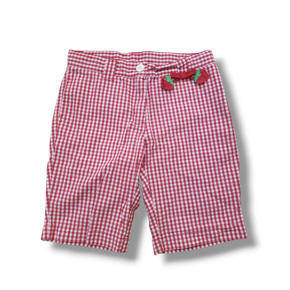 Gymboree Vintage Strawberry Farm Girls 8 Red Gingham Bermuda Shorts - Picture 1 of 5